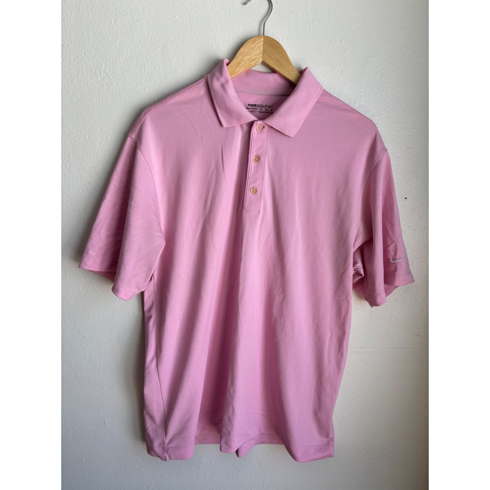 Nike Golf‎ Mens Fit Dry Polo Shirt Pink Short Sleeve Pique Activewear Size M